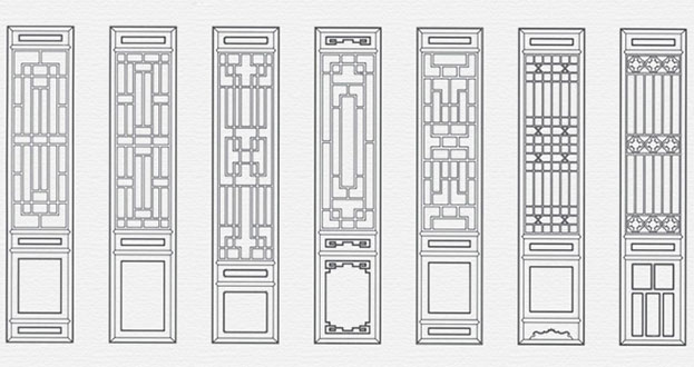 新乐常用中式仿古花窗图案隔断设计图